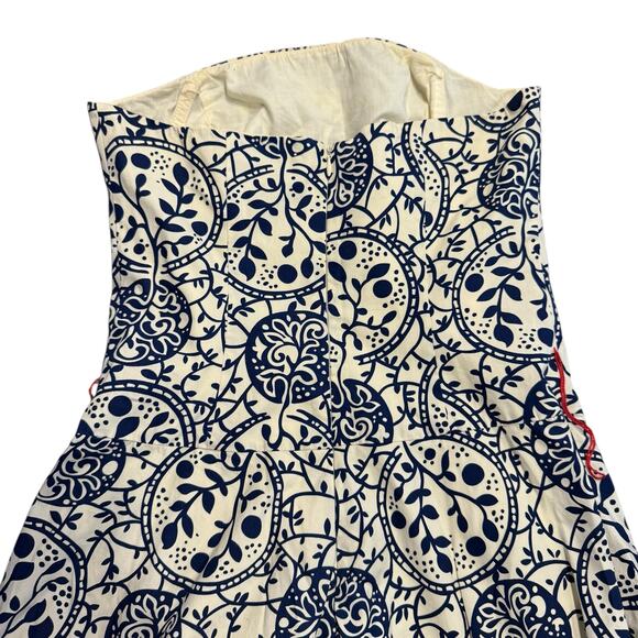 ANTHRO Tabitha women’s dress, strapless, blue and white, knee length, cotton, 6 - Picture 6 of 6